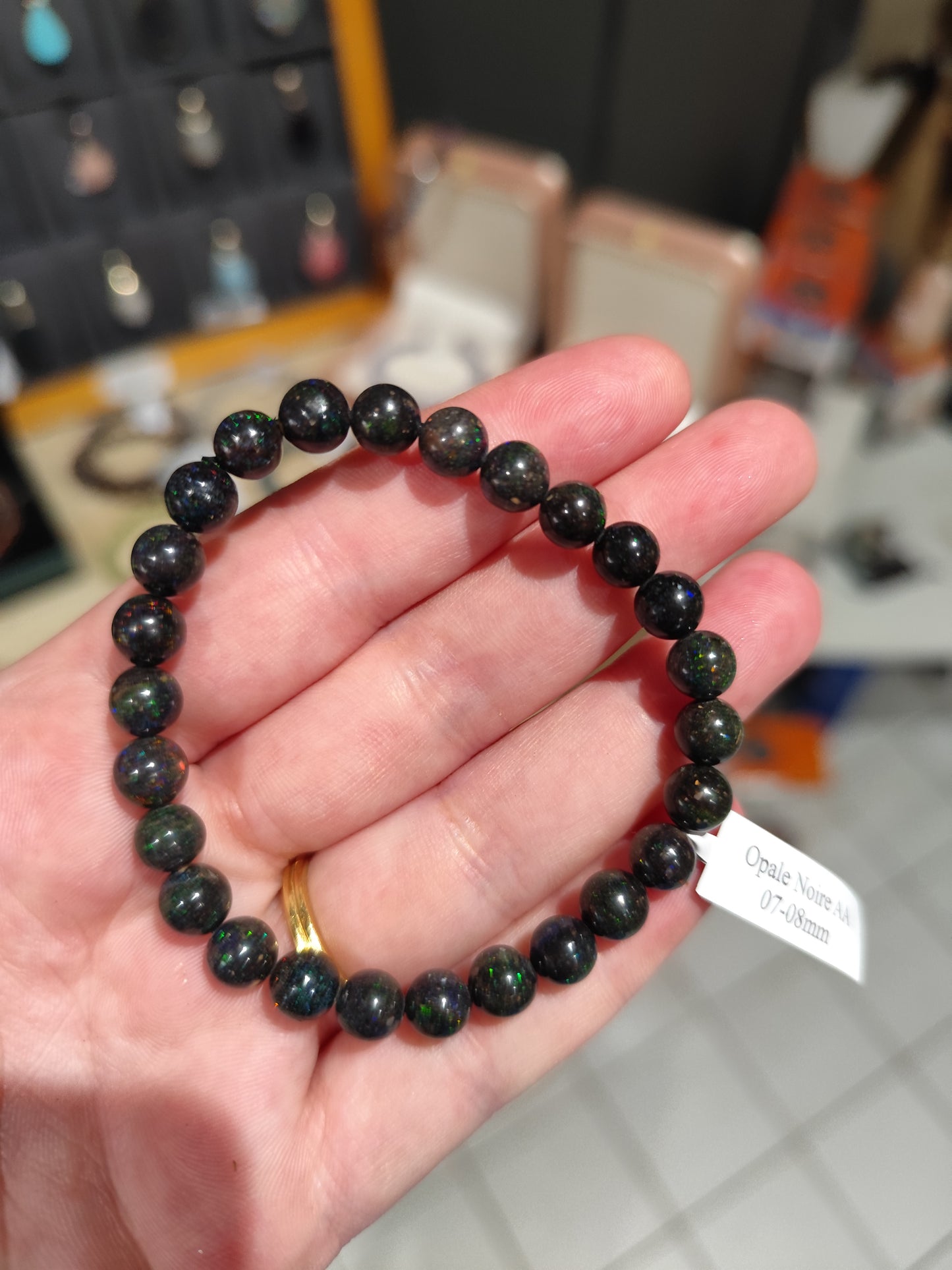 Bracelet Opale Noire AA 07-08 mm