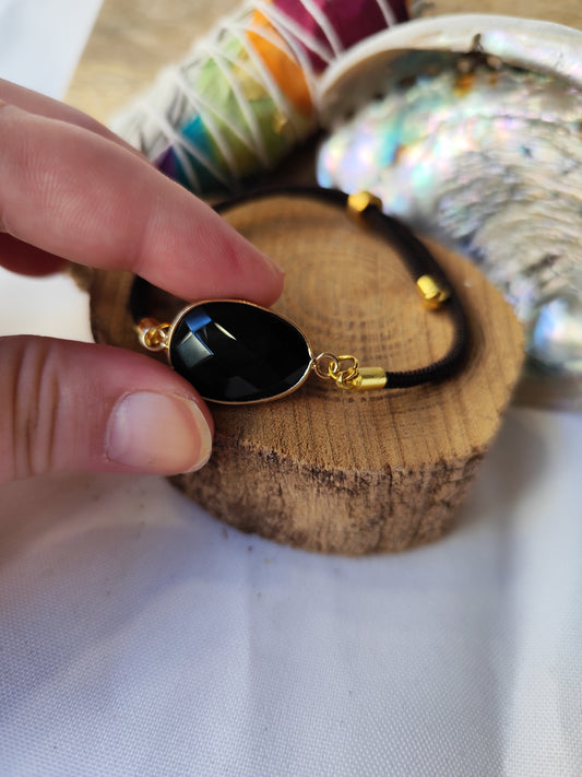 Bracelet cordon Obsidienne