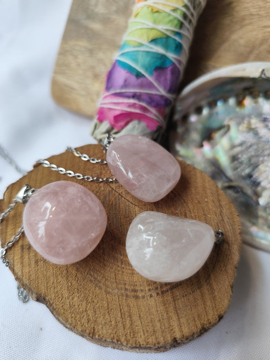 Pendentif quartz Rose