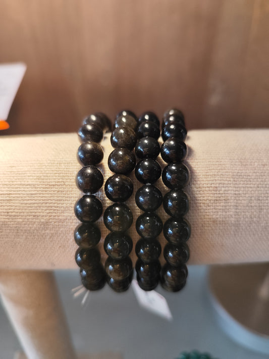 Bracelet Obsidienne Dorée