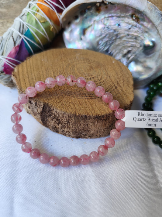 Rhodonite sur Quartz AA