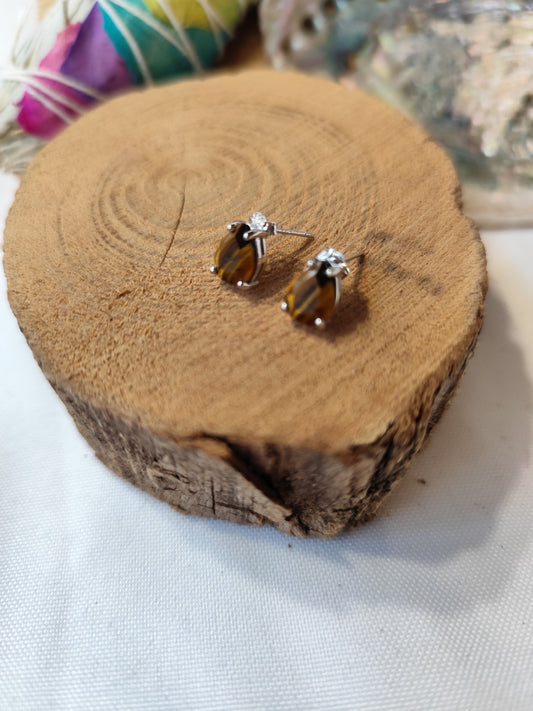 Boucle d'oreille Oeil de Tigre