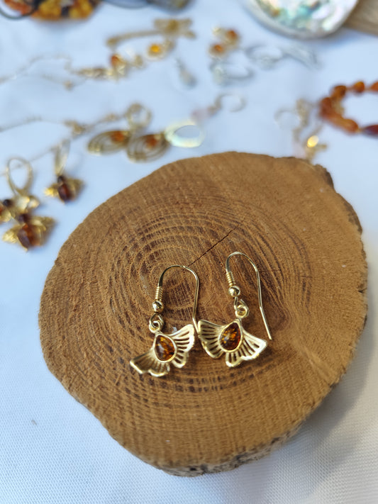 Boucle d'oreille Ginko Ambre